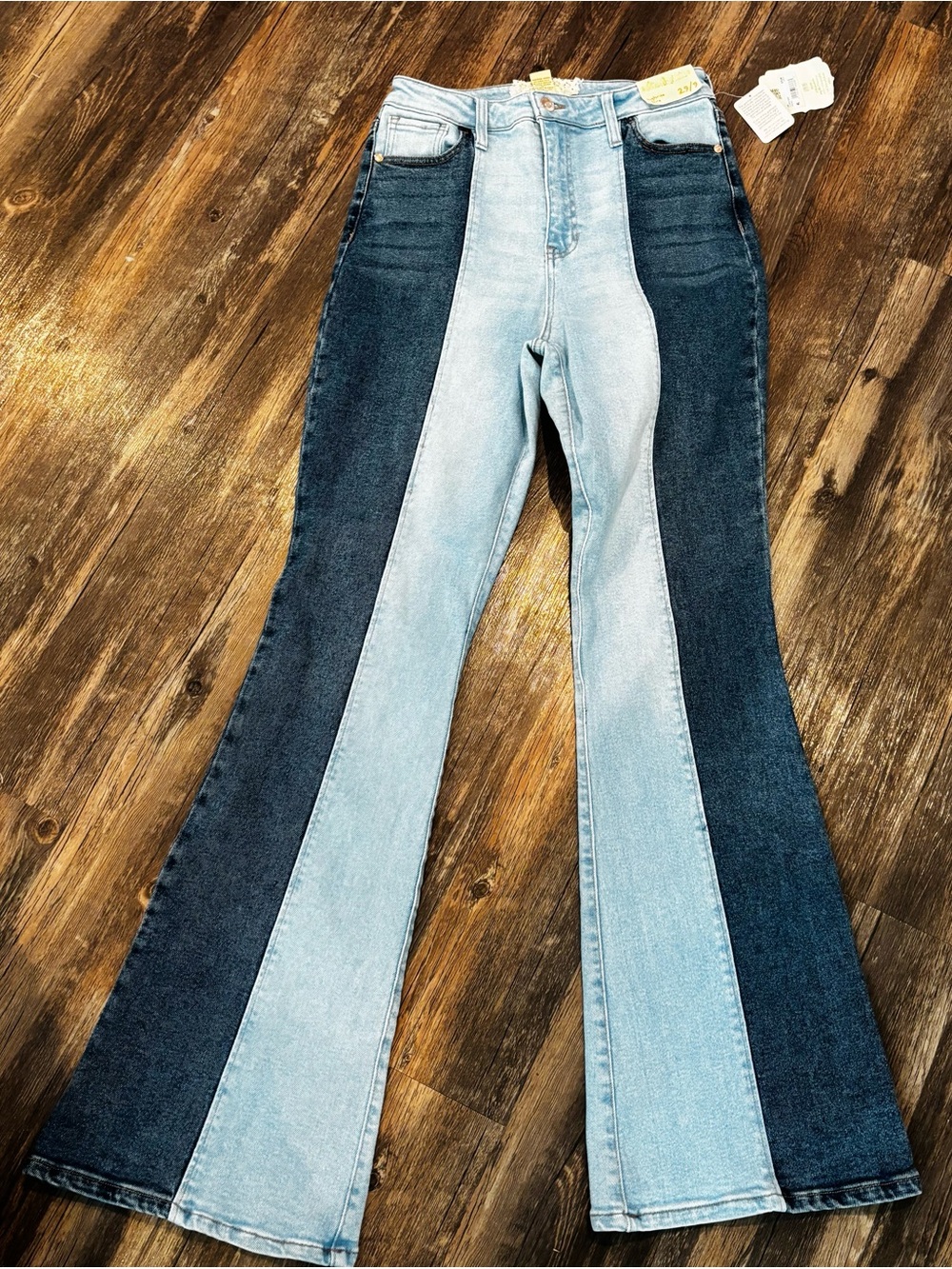 NEW Altar'd State Two-Tone Blue Panel Flare Jeans high rise